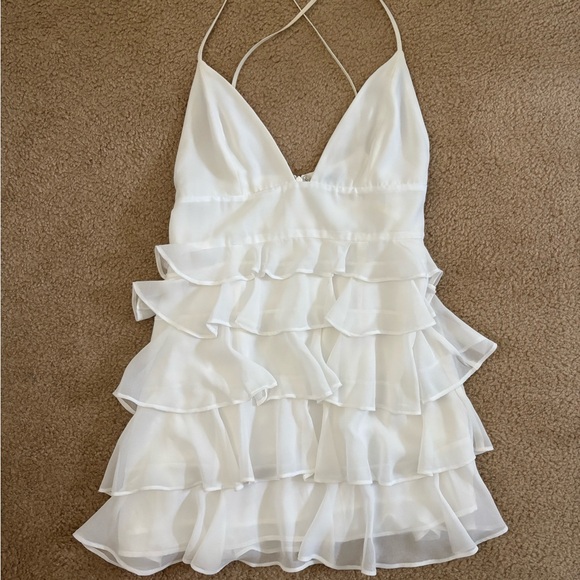 Revolve NDB White Ruffle Mini Dress - Picture 1 of 5